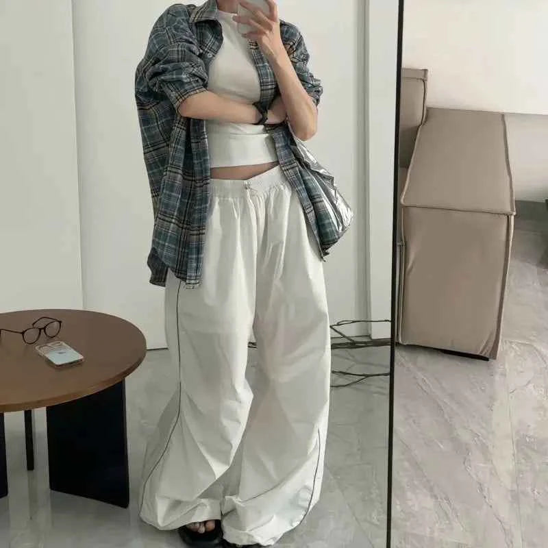 Women Vintage White Striped Summer Baggy Sweatpants