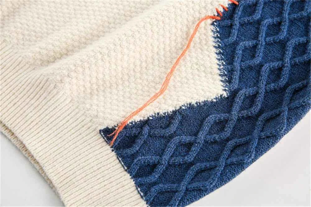 Elevated Cozy Color Block Patchwork Knit Sweater