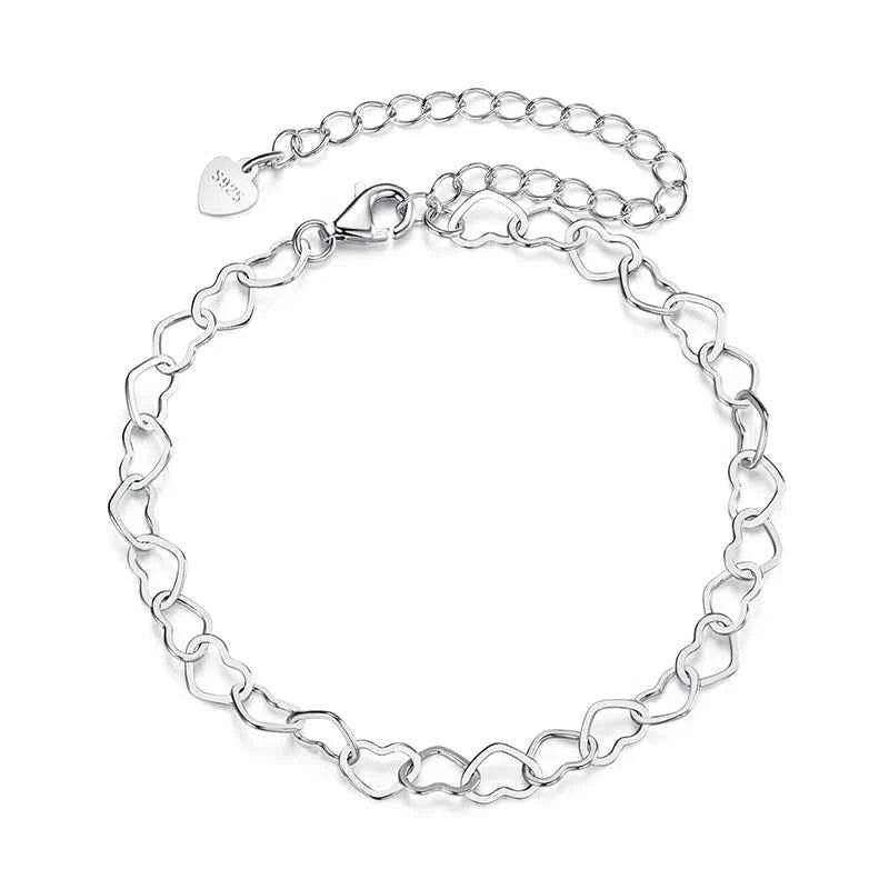 Dainty Hollow Heart Sterling Silver Bracelet