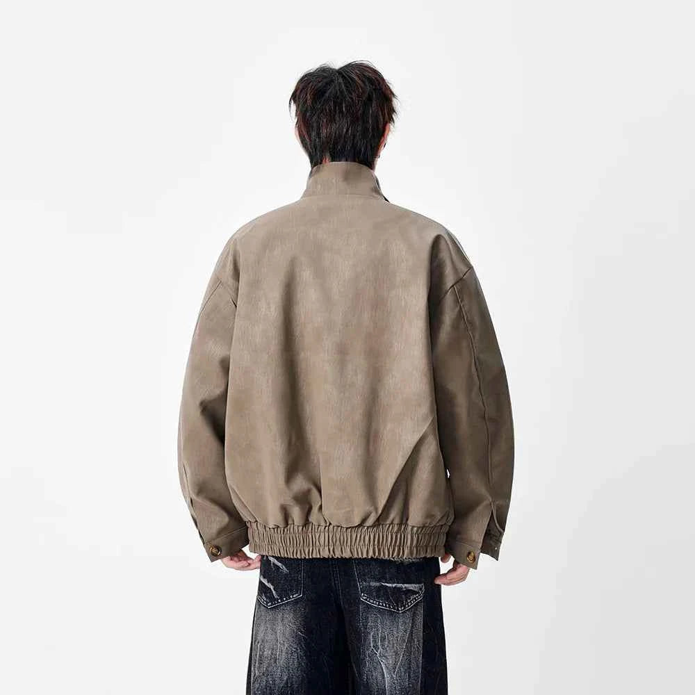Elevated Stand Collar Faux Leather Jacket