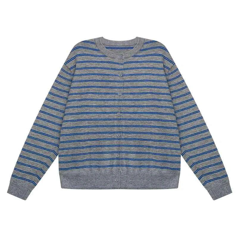 Korean Streetware Stylish Striped Cardigan