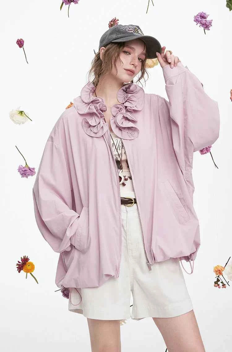 Sweet Ruffles Collar Casual Loose Jacket