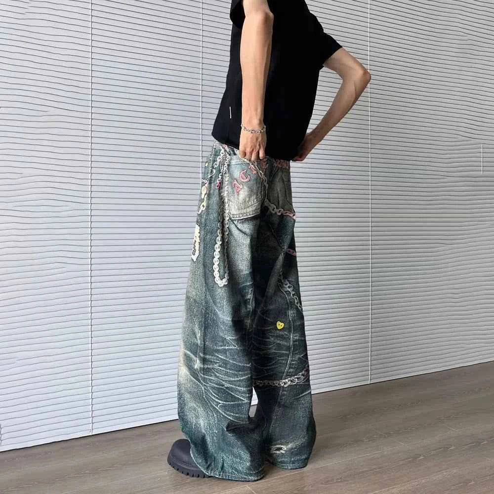 Durable Slim Fit Loose Fit Graphic Jeans
