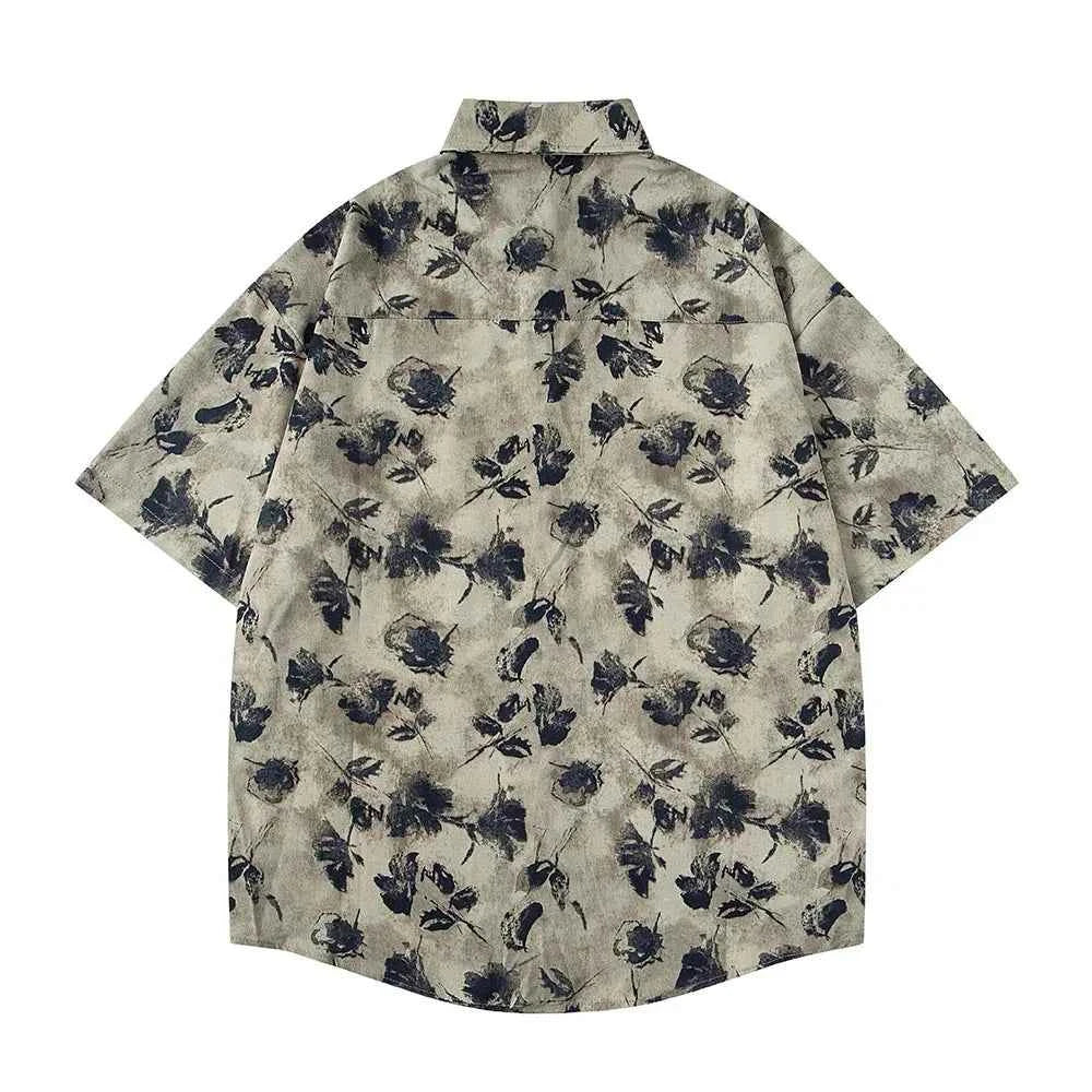 Lightweight Y2K Floral Print Short Sleeve Beach Shirt