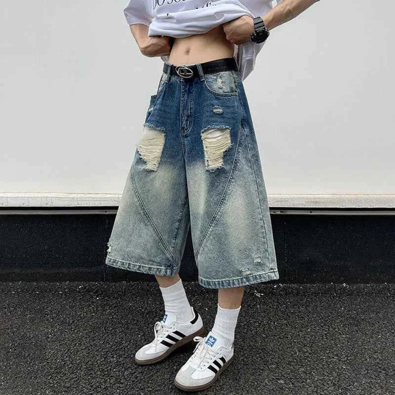 Original Gradient Cozy Vibes Washed Patched Jorts