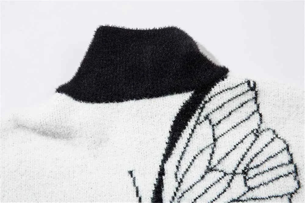 Plush Butterfly Graphic Cool Knitwear Cardigan