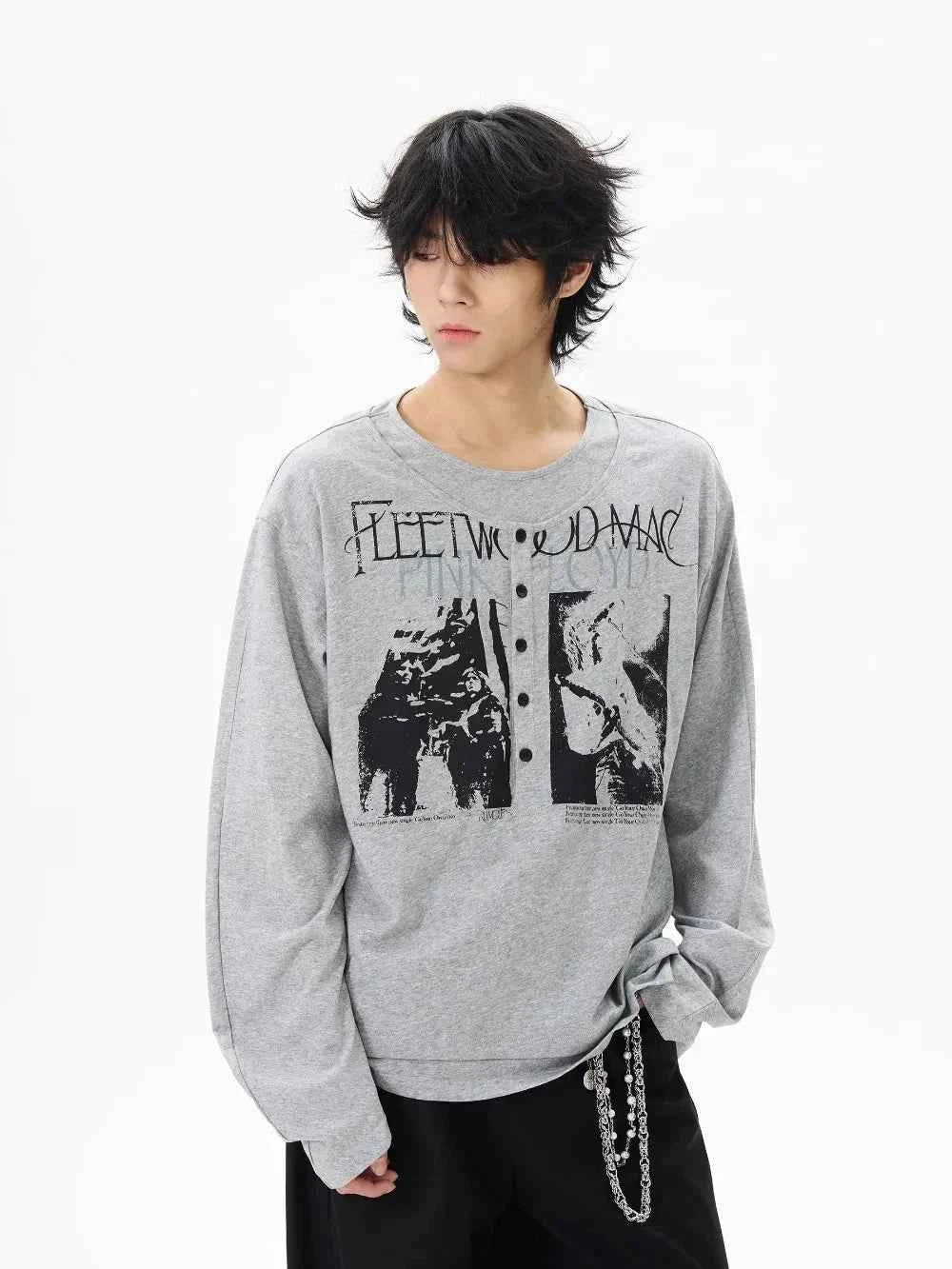 Retro Printed Long Sleeve Hip Hop T-Shirt