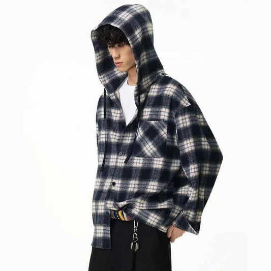Signature Plaid Thick Casual Hooded Vintage Shirt