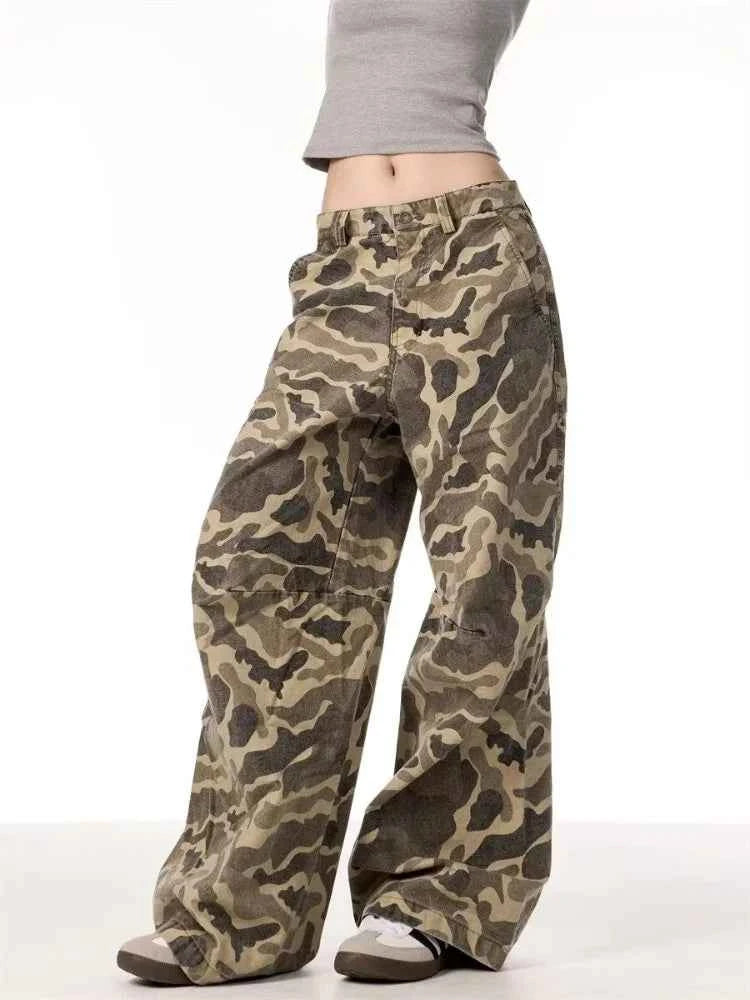 Vintage Camouflage Baggy Wide Leg Jeans