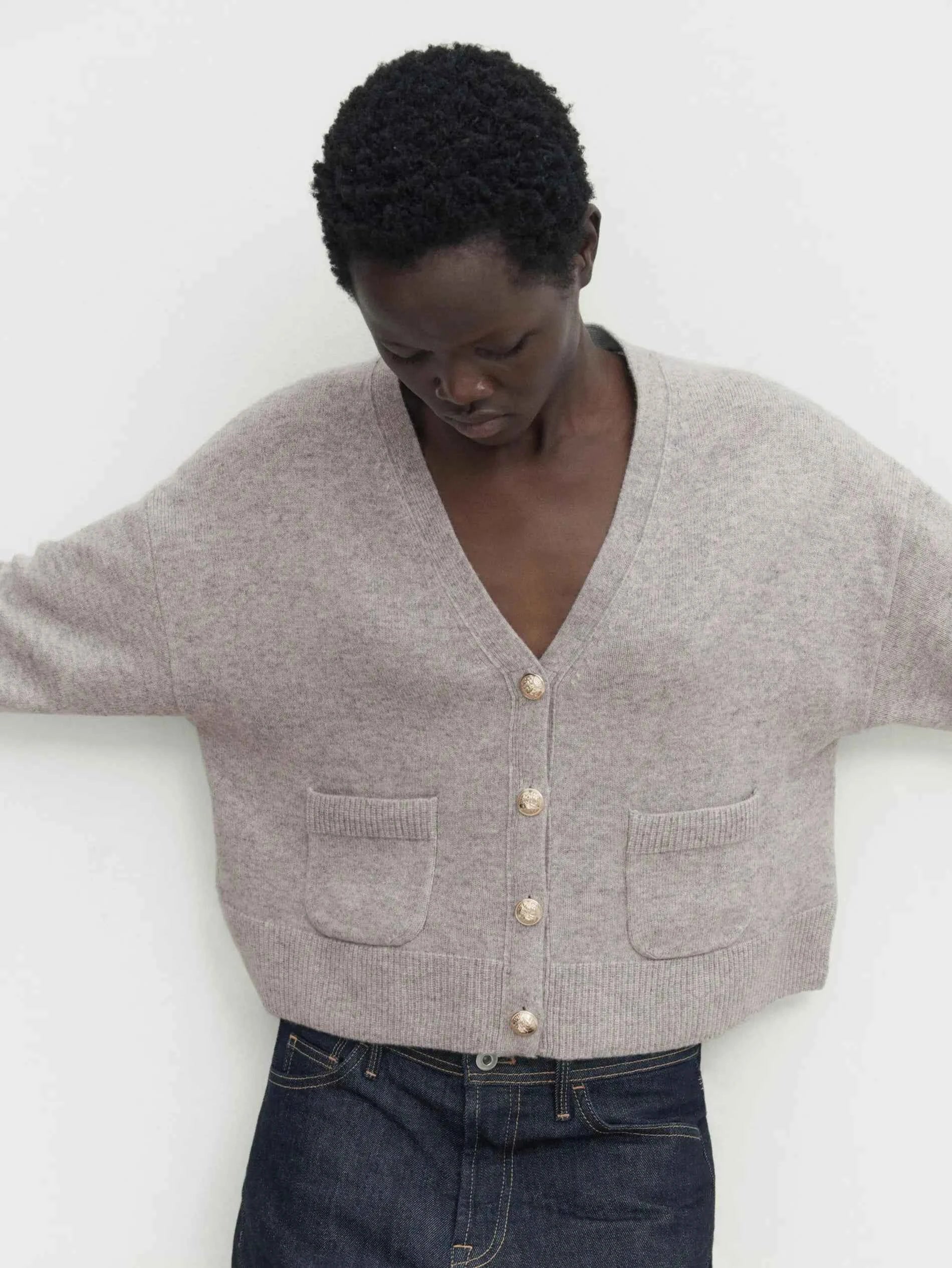 Ethereal Minimalist V-Neck Knitted Cardigan