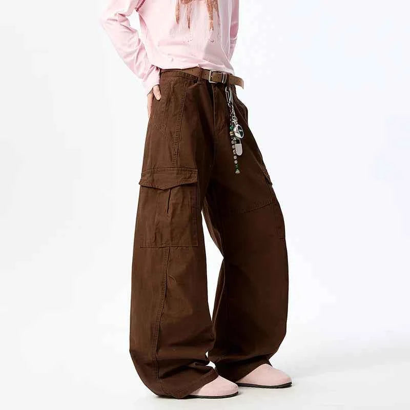 Streetwear Wide Leg Curved Knife Cargo Pants