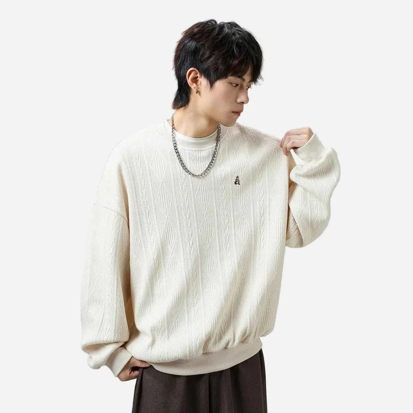 Embroidery Color Block Letter crewneck Sweatshirt