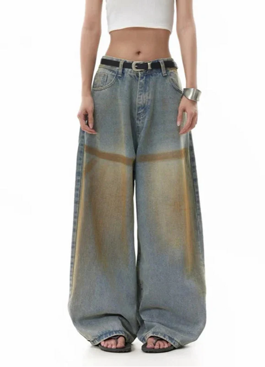 Elevated Y2K High Waist Hip Hop Blue Jeans - Luxuryurbanwear