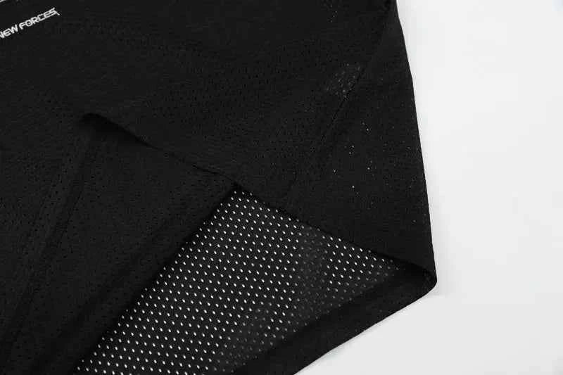 Mesh Embroidered Patchwork Jersey Polyester T-Shirt
