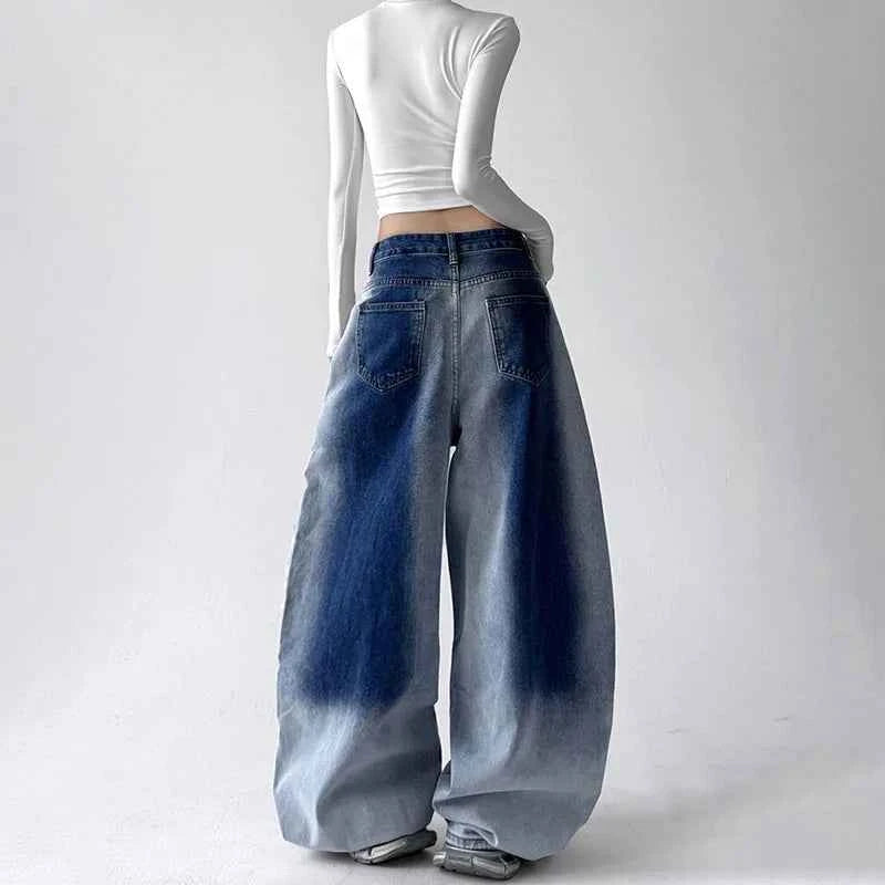 Chic Gradient Korean Style Wide Leg Jeans