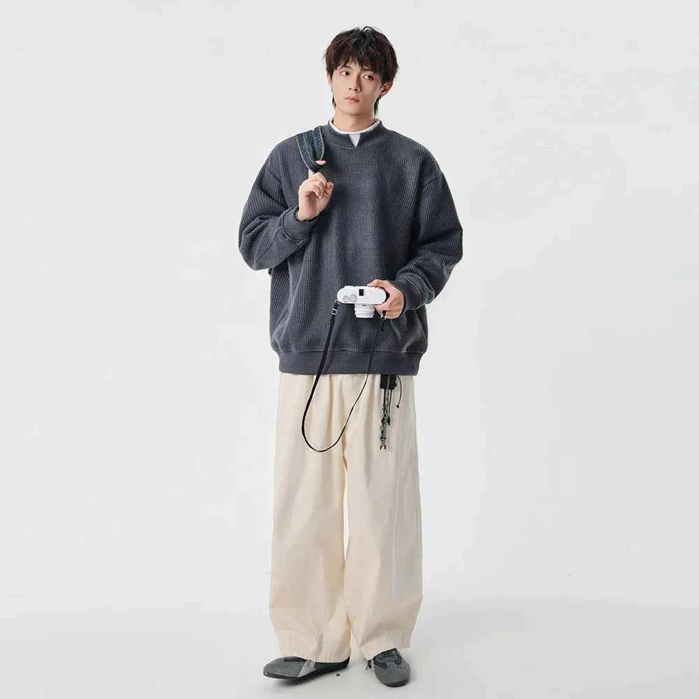 Streetwear Winter Mock Neck Knit Sweatshirt