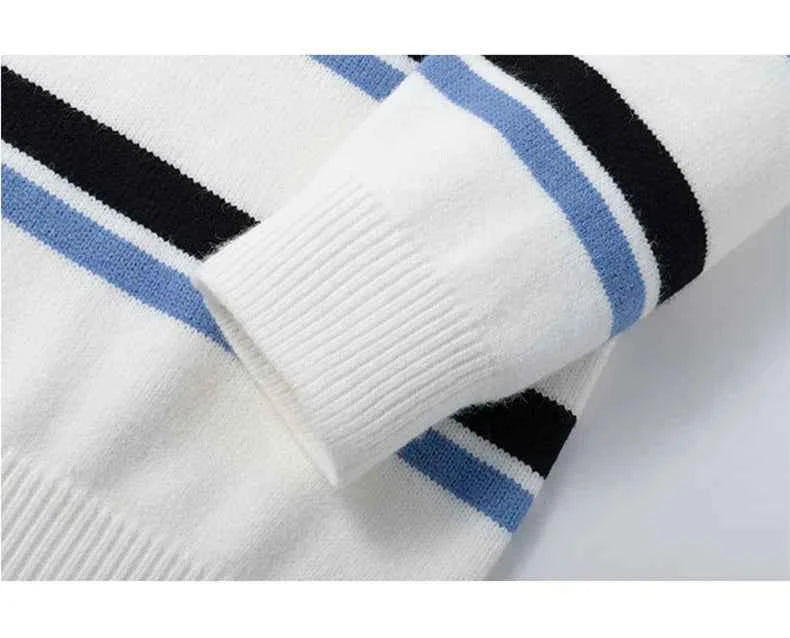 Streetwear Striped Knit Casual Sweater