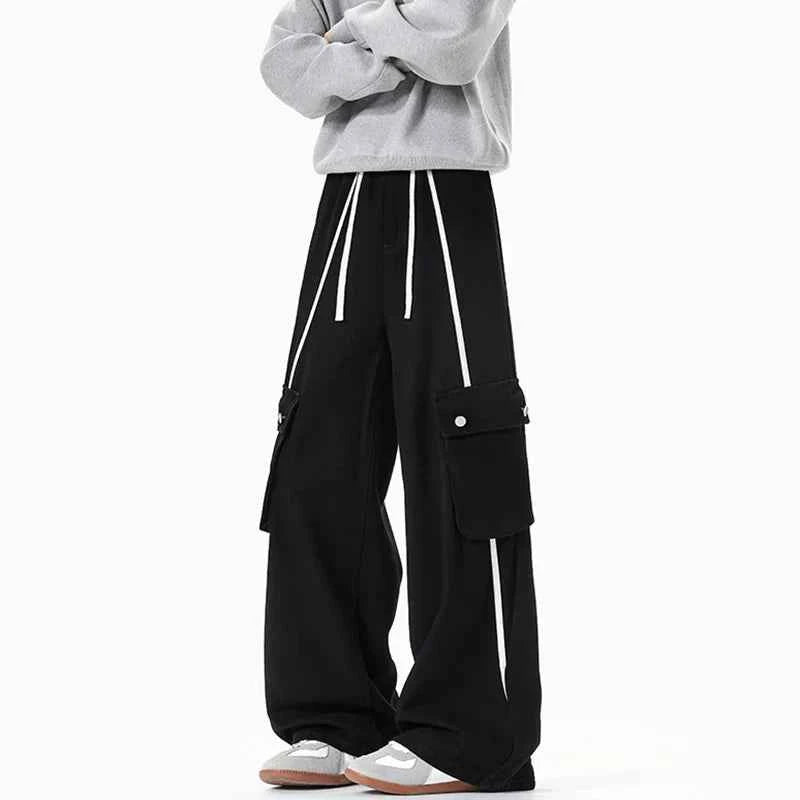 Drawstring Retro Elastic Cargo Jeans