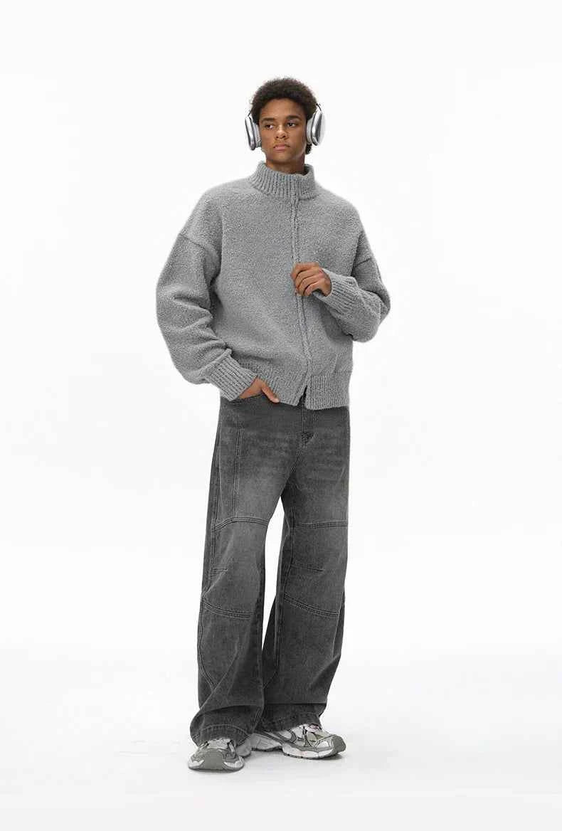 Cozy Stand Collar Warm Knit Cardigan