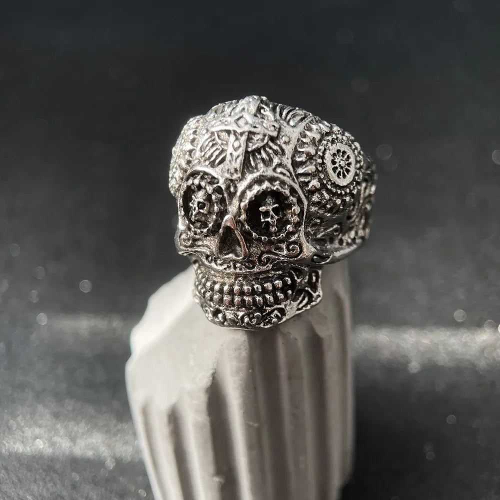 Steampunk Adjustable Open Cross Skull Ring - Luxuryurbanwear