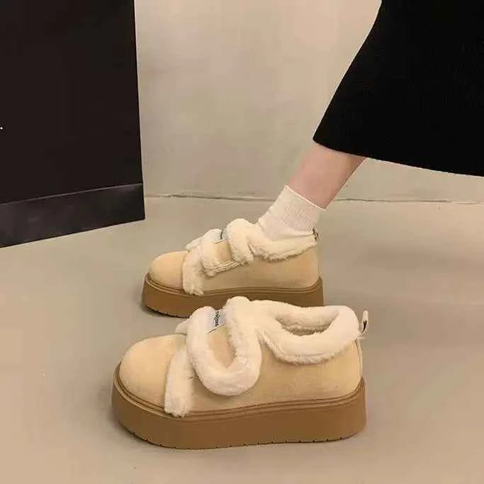 Cozy Furry Platform Loafers Shoes