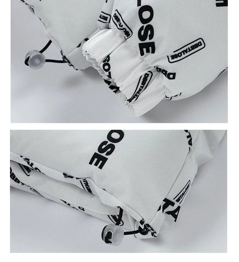 Writing Style Two Tone Zipper Padded Jacket