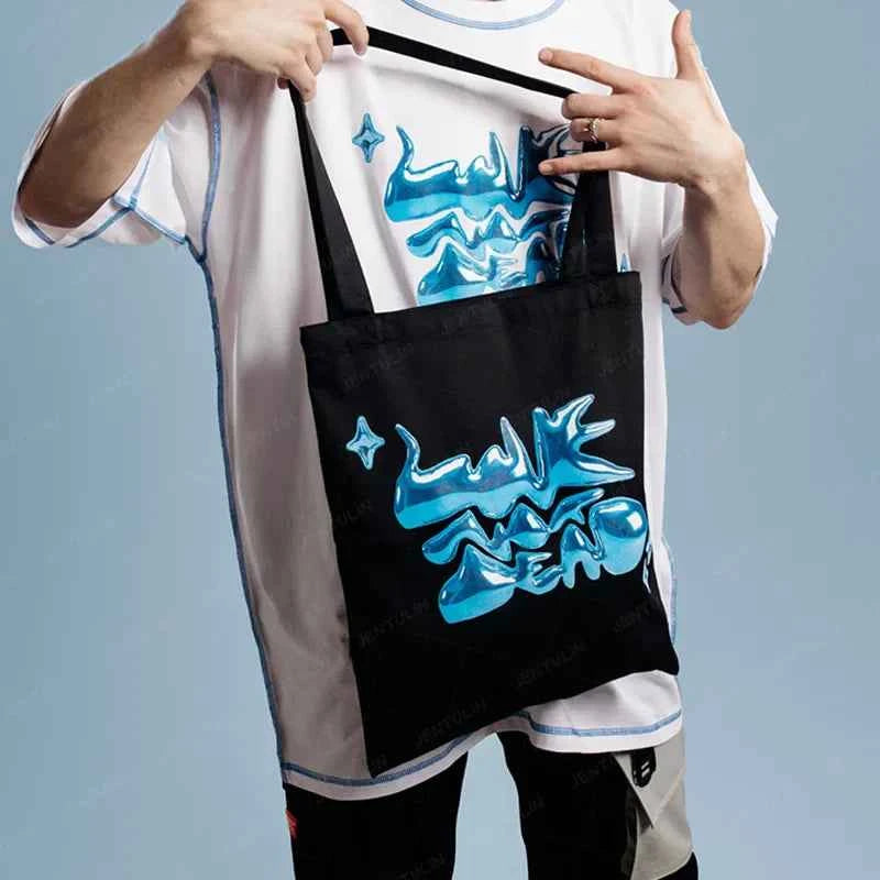 Cool Punk Love Print Shoulder Tote Bag