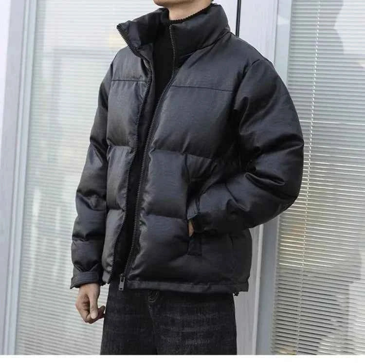 Men Black Winter Parka Padded Casual Jacket