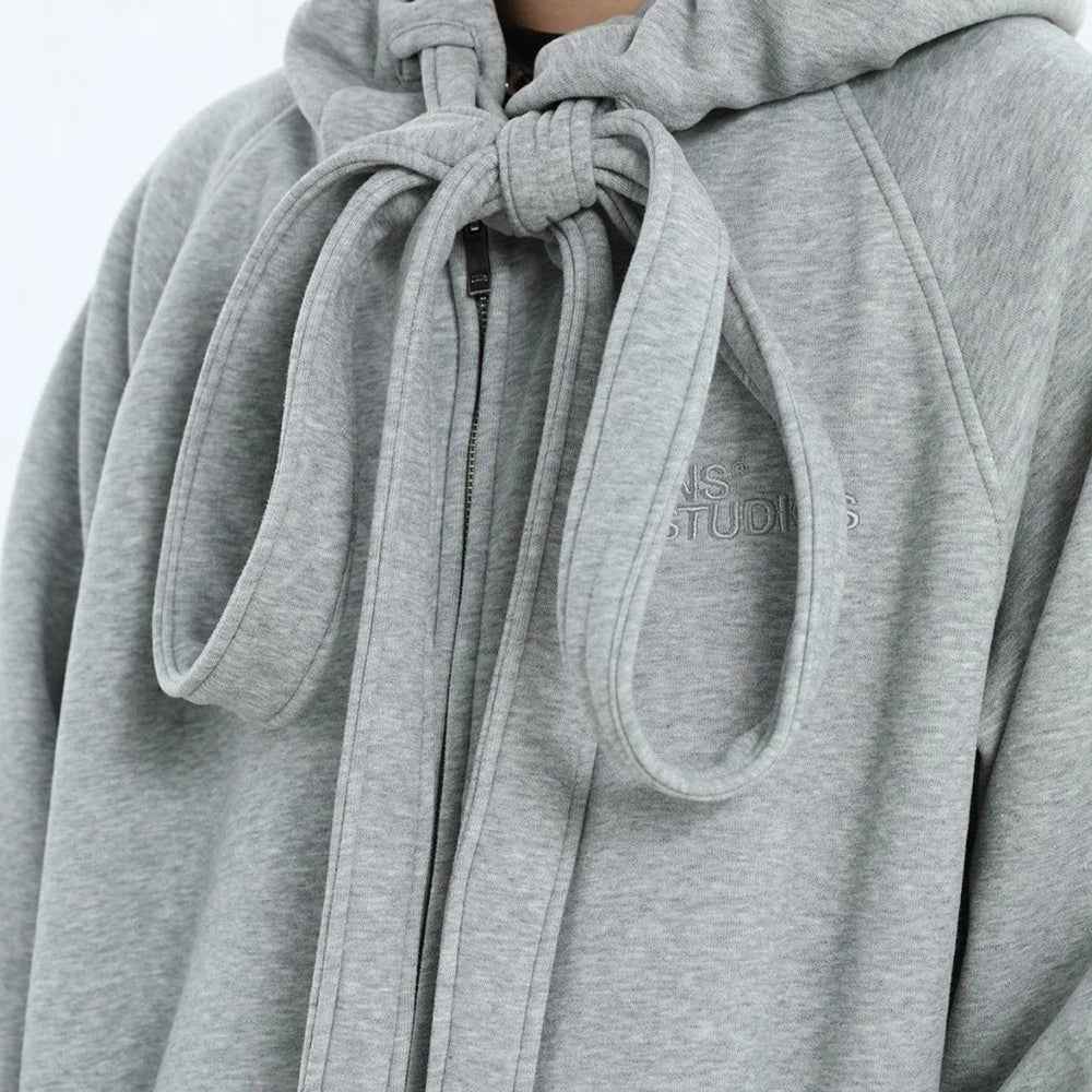 Casual Strap Design Velvet Hooded Sweatshirt