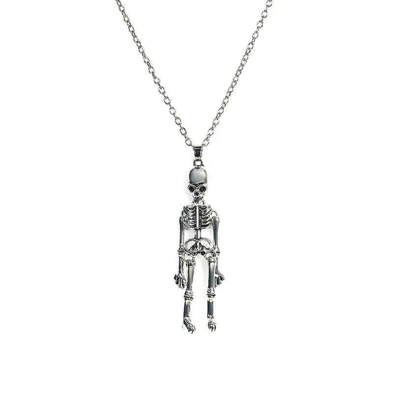 Spooky Skeleton Ghost Pendant Necklace