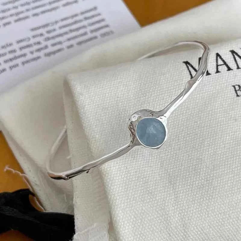 Blue Stone Geometric Punk Bangle Bracelet