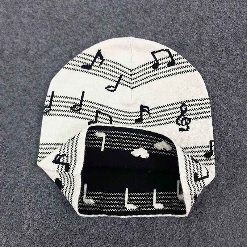 Knitted Music Pattern Beanie