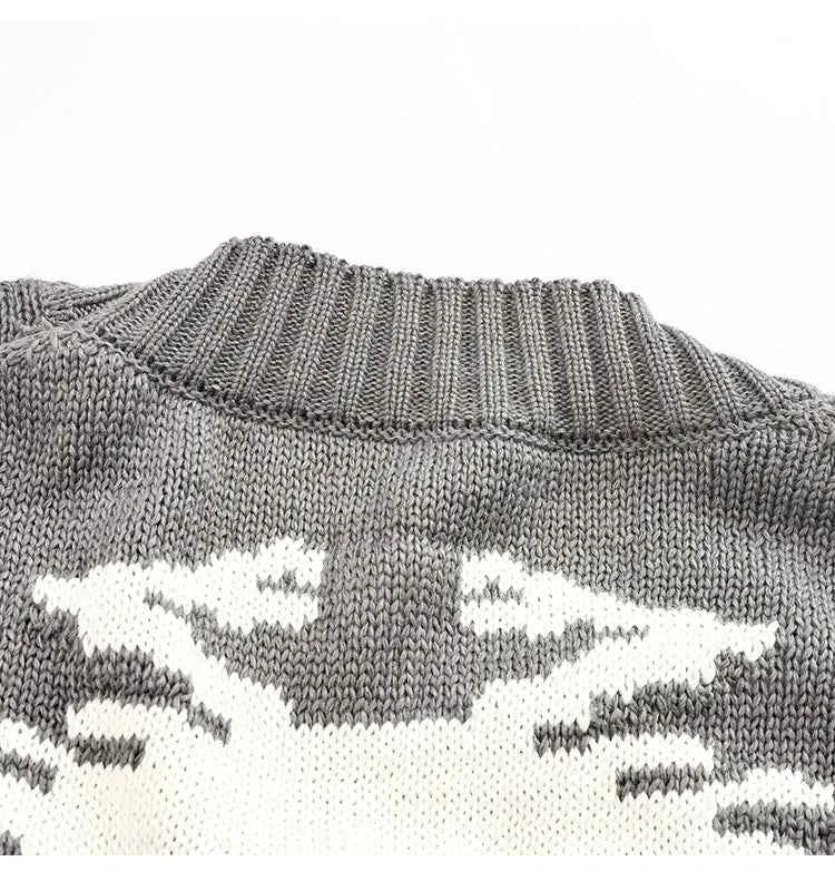 Winter Unique Jacquard V-Neck Knit Cardigan