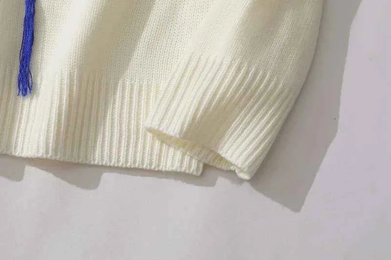 Y2K Big Heart Knitted Round Neck Jumper Sweater