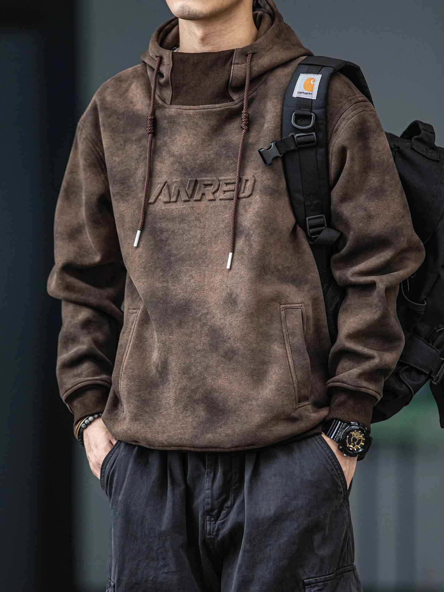 Oversized Heavyweight Letter Print Hoodie