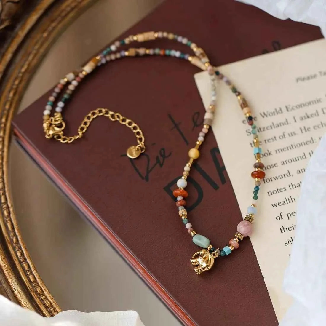 Elegant French Retro Stone Bead Necklace