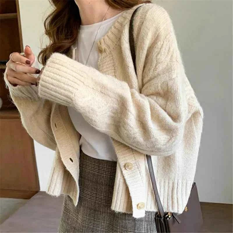 Flattering Casual Button Knit Cardigan