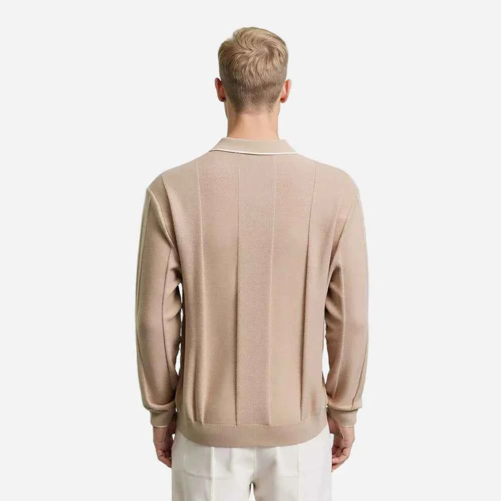 Luxury Long Sleeve Stripe Polo T-Shirt