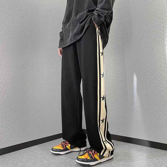 Streetwear Vintage High Waist Black Star Sweatpants