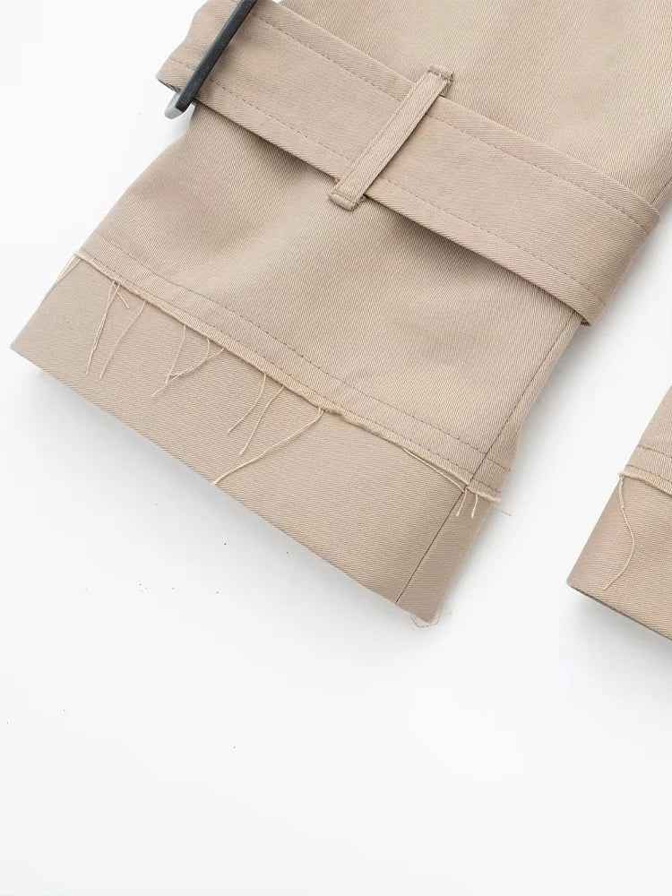 Old Money Style Belted Cropped Trench Jacket