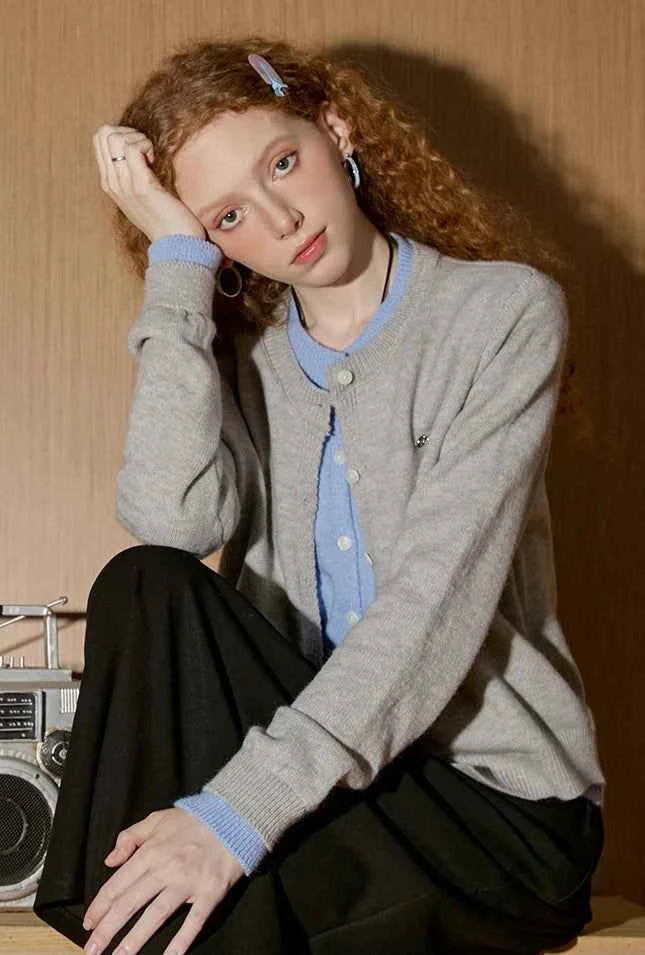 Stylish Fake Two Piece Knit Cardigan