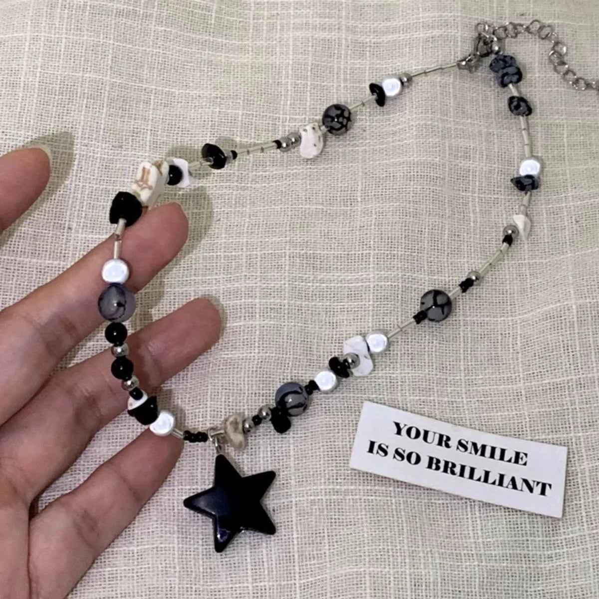 Colorful Irregular Natural Stone Star Pendant Necklace