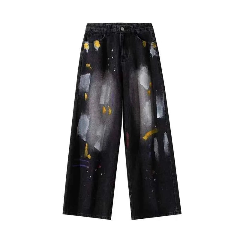Graffiti Color Printed Cool Distressed Jeans