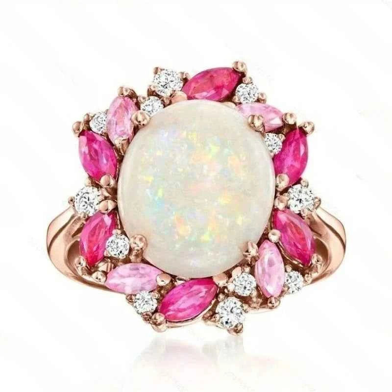 Delicate Pink Zirconia Flower Ring