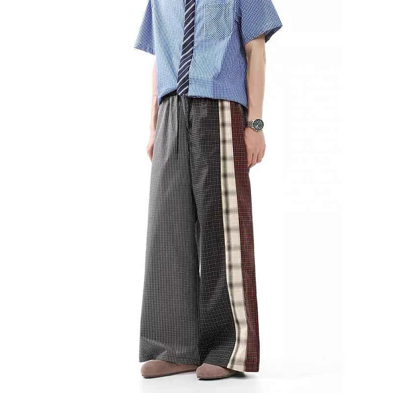 Fashionable Streetwear 2000s Style Plaid Wide Leg Pants