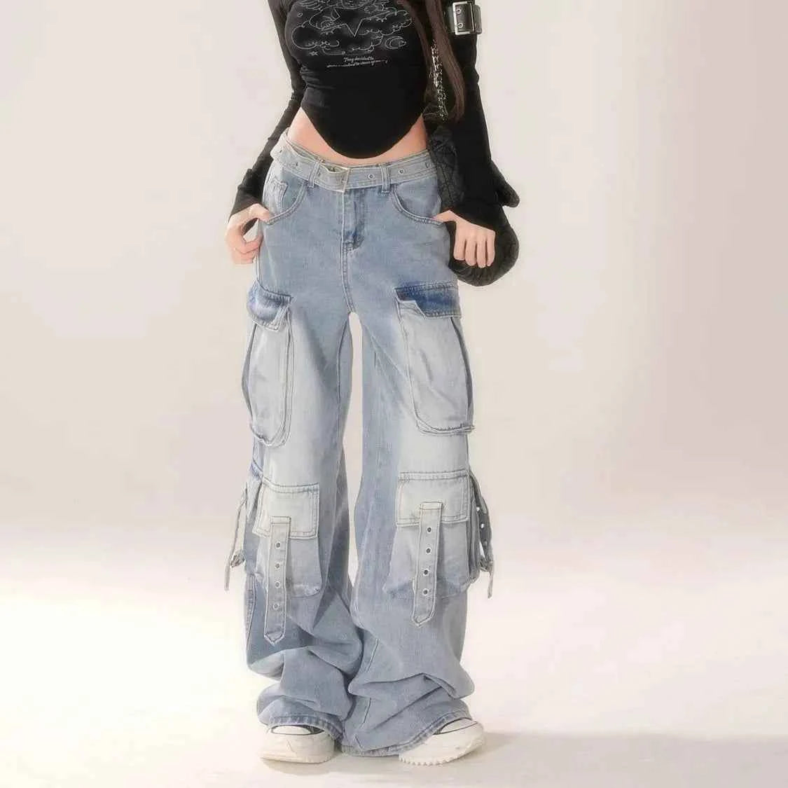 High Street Washed Multi Pocket Jeans