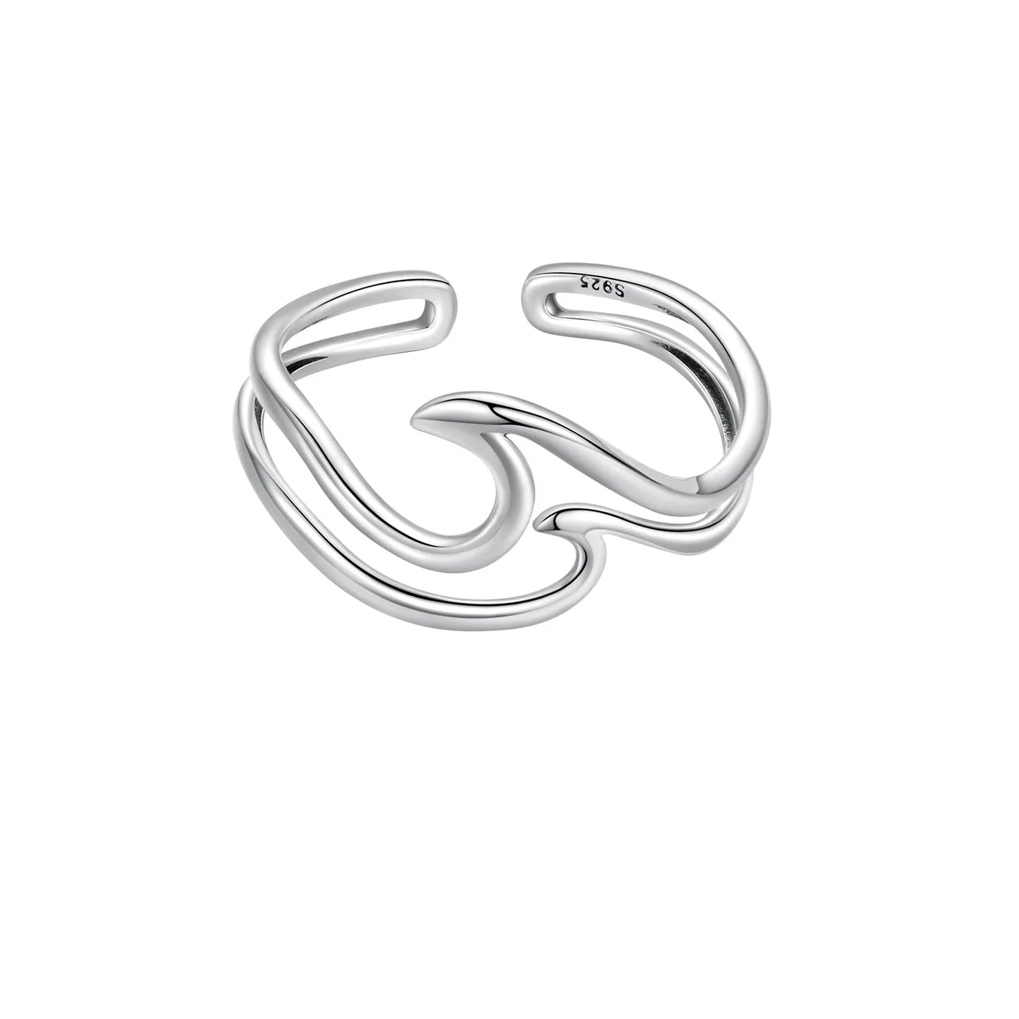 Minimalist Sterling Silver Ocean Wave Ring - Luxuryurbanwear