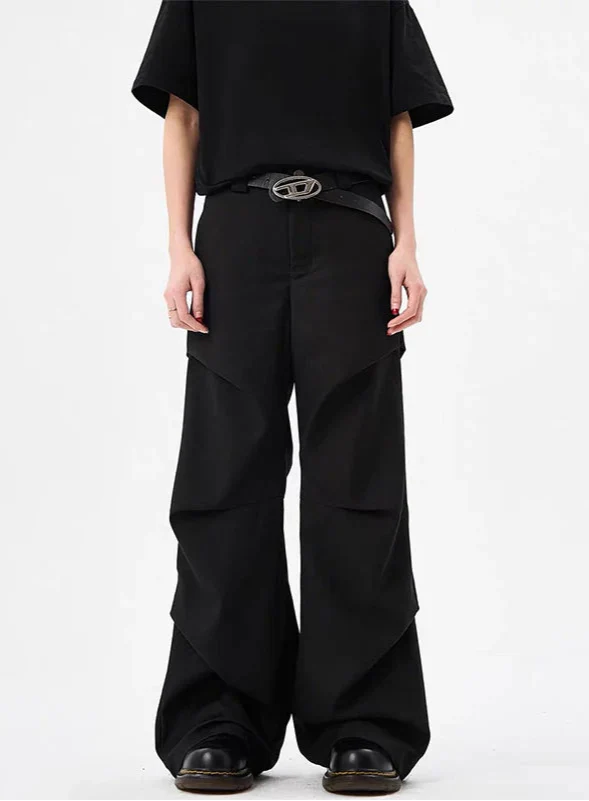 Streetwear Black Oversize Gothic Parachute Dance Pants - Luxuryurbanwear