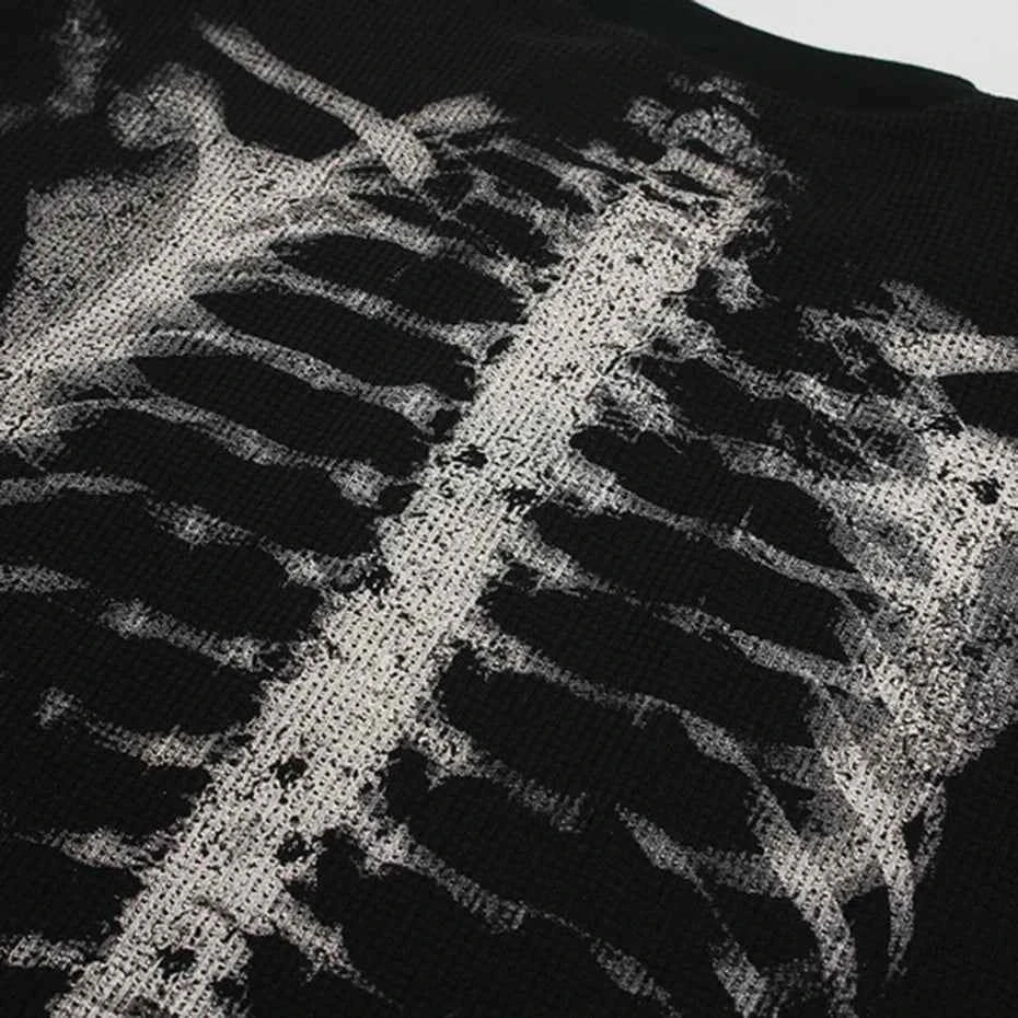 Streetwear Graphic Skeleton Oversized Long Sleeve T-Shirt