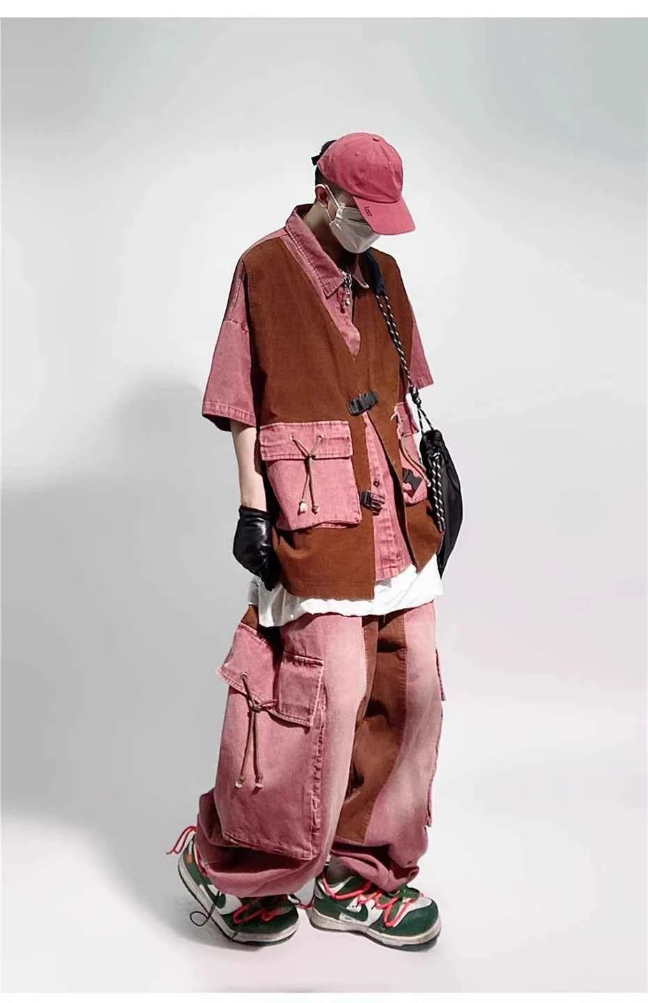 Vintage Streetwear Washed Pink Cargo Jeans